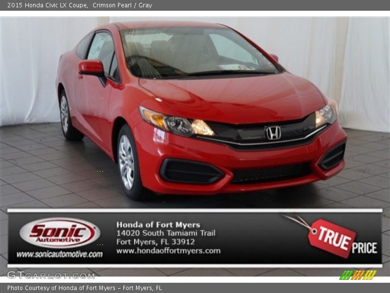 Crimson Pearl / Gray 2015 Honda Civic LX Coupe