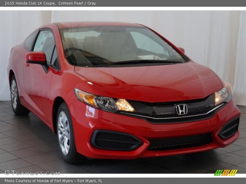 Crimson Pearl / Gray 2015 Honda Civic LX Coupe