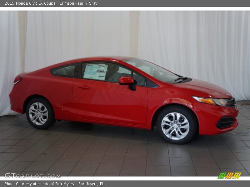 Crimson Pearl / Gray 2015 Honda Civic LX Coupe