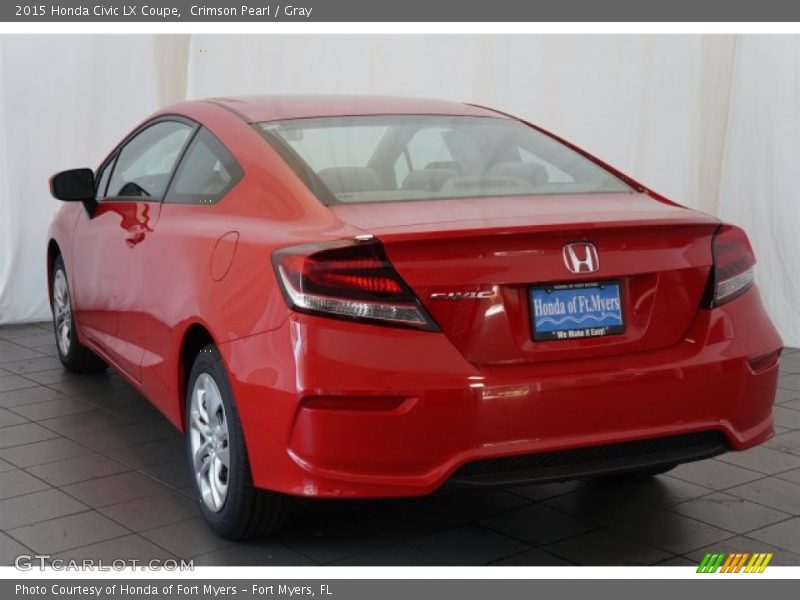 Crimson Pearl / Gray 2015 Honda Civic LX Coupe