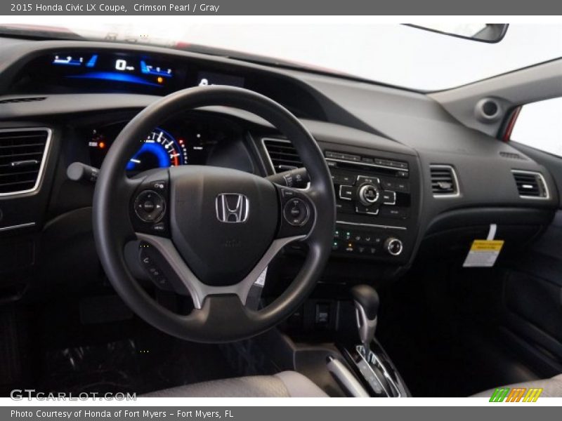 Crimson Pearl / Gray 2015 Honda Civic LX Coupe
