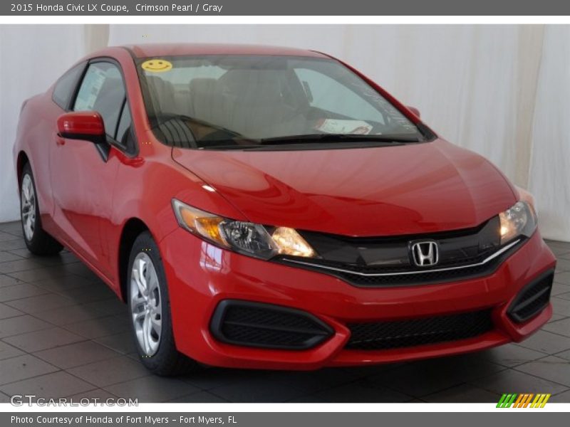 Crimson Pearl / Gray 2015 Honda Civic LX Coupe