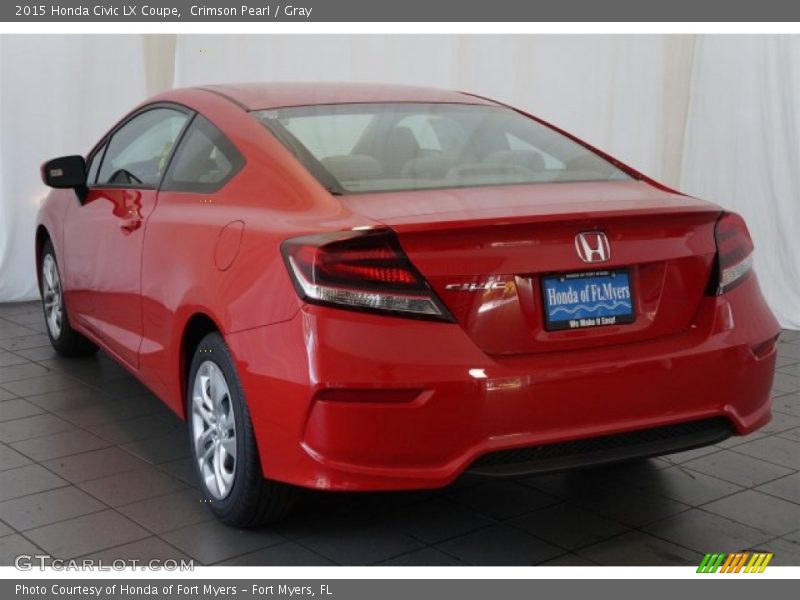 Crimson Pearl / Gray 2015 Honda Civic LX Coupe