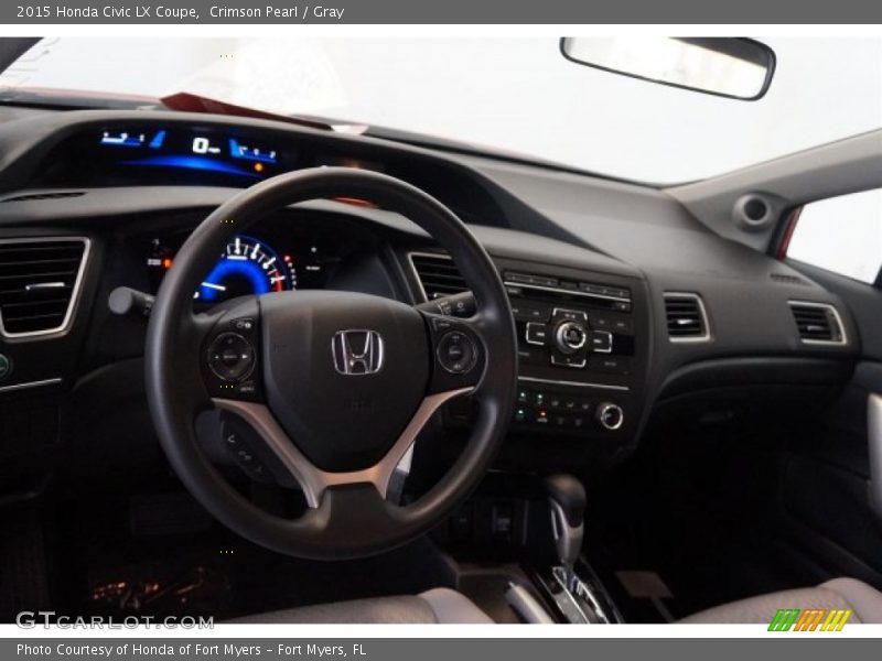 Crimson Pearl / Gray 2015 Honda Civic LX Coupe