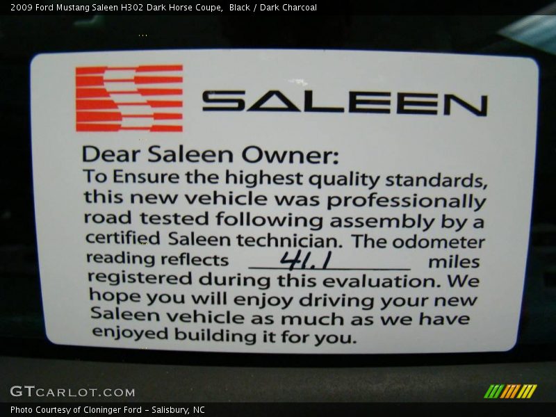Black / Dark Charcoal 2009 Ford Mustang Saleen H302 Dark Horse Coupe
