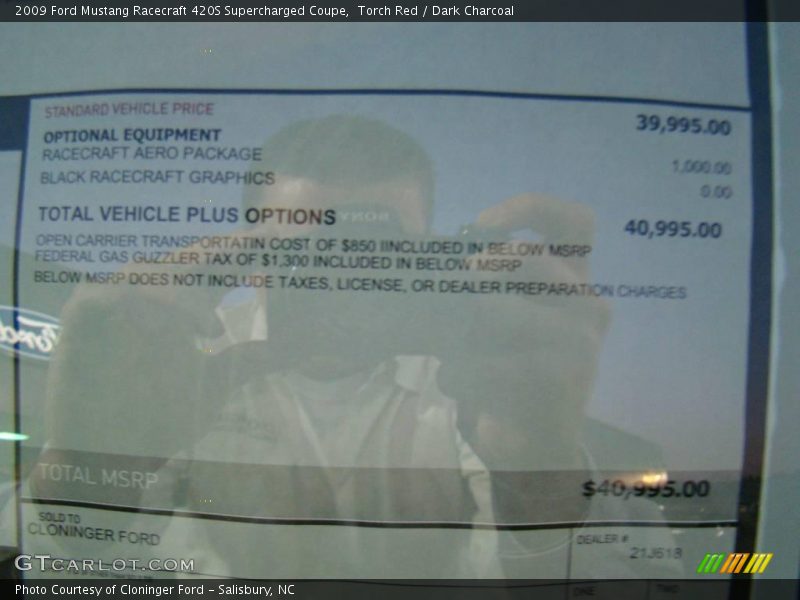 Torch Red / Dark Charcoal 2009 Ford Mustang Racecraft 420S Supercharged Coupe