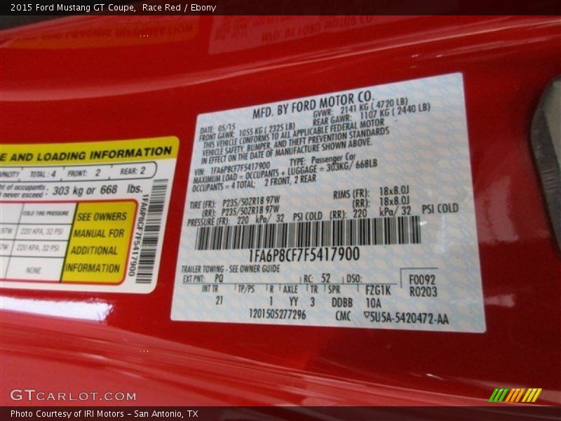 Race Red / Ebony 2015 Ford Mustang GT Coupe