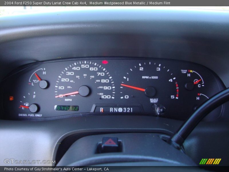 Medium Wedgewood Blue Metallic / Medium Flint 2004 Ford F250 Super Duty Lariat Crew Cab 4x4