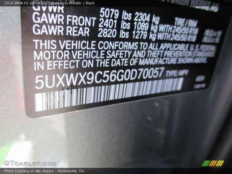 Space Grey Metallic / Black 2016 BMW X3 xDrive28i
