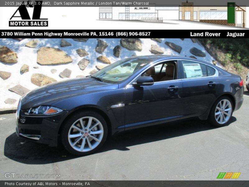 Dark Sapphire Metallic / London Tan/Warm Charcoal 2015 Jaguar XF 3.0 AWD