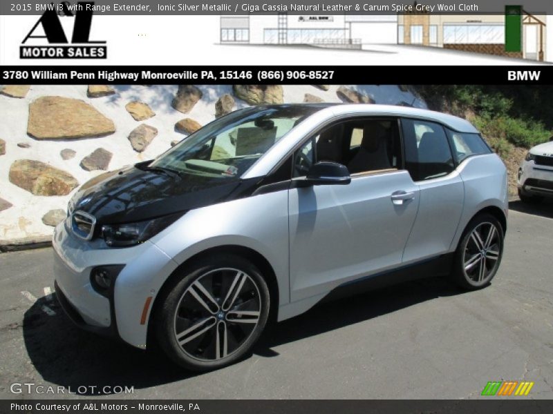 Ionic Silver Metallic / Giga Cassia Natural Leather & Carum Spice Grey Wool Cloth 2015 BMW i3 with Range Extender