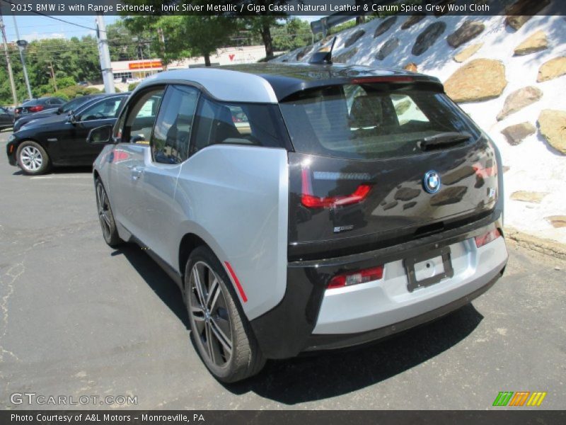 Ionic Silver Metallic / Giga Cassia Natural Leather & Carum Spice Grey Wool Cloth 2015 BMW i3 with Range Extender