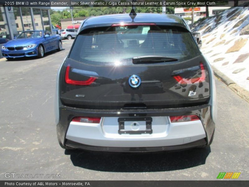 Ionic Silver Metallic / Giga Cassia Natural Leather & Carum Spice Grey Wool Cloth 2015 BMW i3 with Range Extender