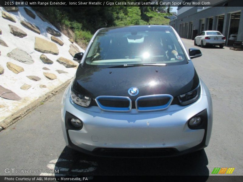 Ionic Silver Metallic / Giga Cassia Natural Leather & Carum Spice Grey Wool Cloth 2015 BMW i3 with Range Extender