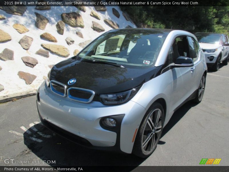 Ionic Silver Metallic / Giga Cassia Natural Leather & Carum Spice Grey Wool Cloth 2015 BMW i3 with Range Extender