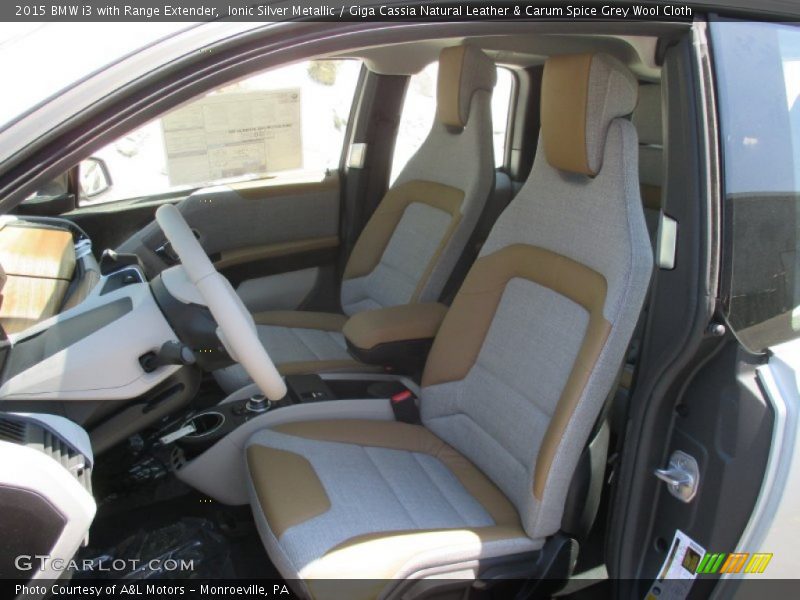 Ionic Silver Metallic / Giga Cassia Natural Leather & Carum Spice Grey Wool Cloth 2015 BMW i3 with Range Extender