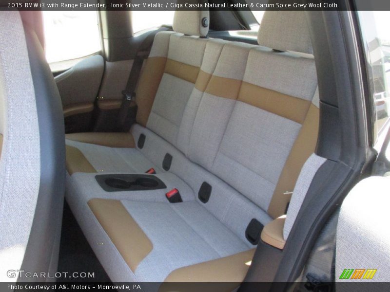 Ionic Silver Metallic / Giga Cassia Natural Leather & Carum Spice Grey Wool Cloth 2015 BMW i3 with Range Extender