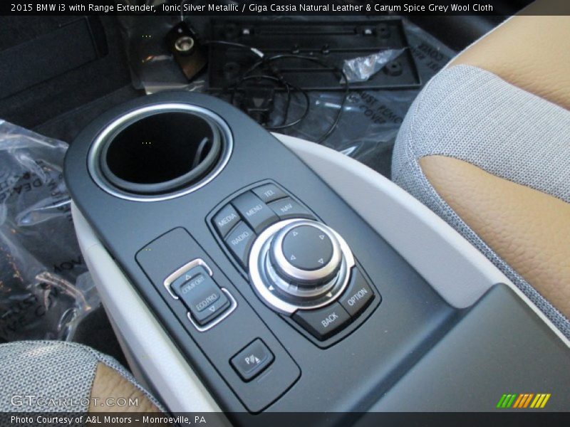 Ionic Silver Metallic / Giga Cassia Natural Leather & Carum Spice Grey Wool Cloth 2015 BMW i3 with Range Extender