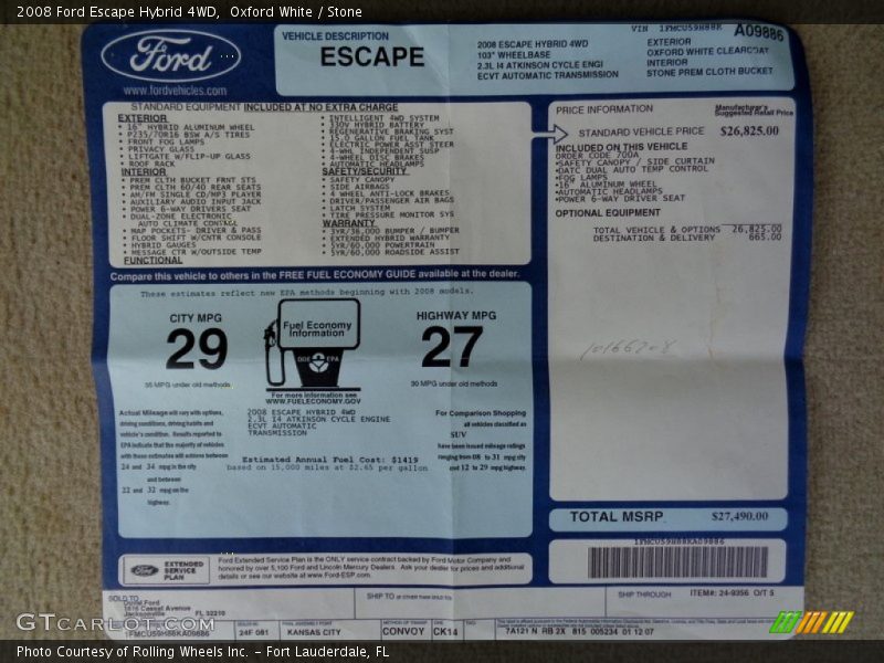 Oxford White / Stone 2008 Ford Escape Hybrid 4WD