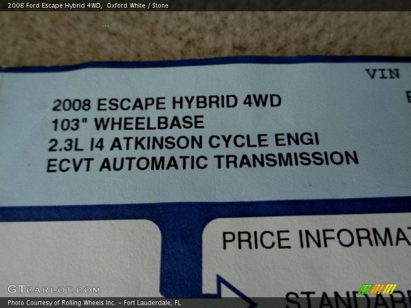 Oxford White / Stone 2008 Ford Escape Hybrid 4WD
