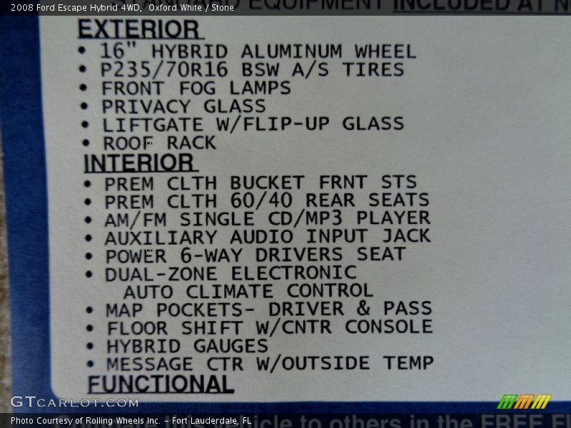 Oxford White / Stone 2008 Ford Escape Hybrid 4WD