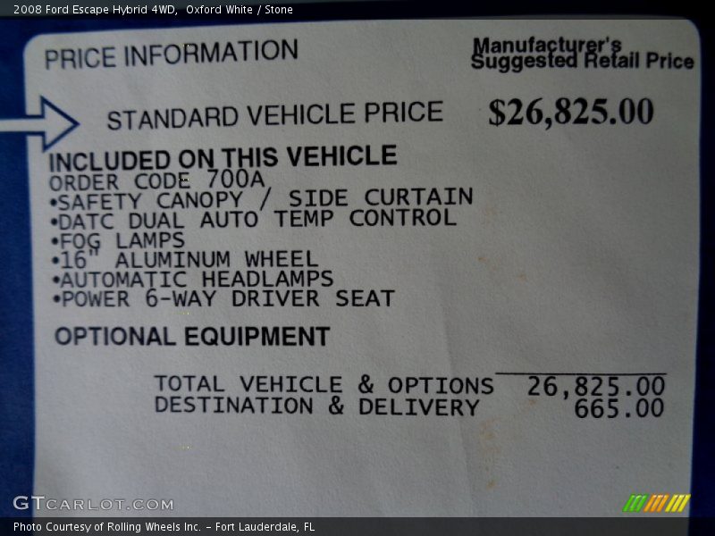 Oxford White / Stone 2008 Ford Escape Hybrid 4WD