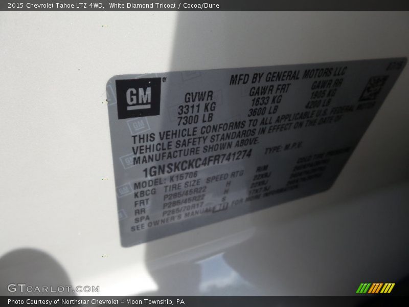 White Diamond Tricoat / Cocoa/Dune 2015 Chevrolet Tahoe LTZ 4WD