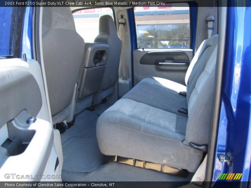 Sonic Blue Metallic / Medium Flint Grey 2003 Ford F250 Super Duty XLT Crew Cab 4x4