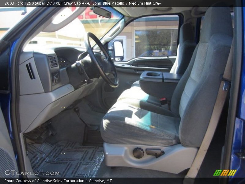 Sonic Blue Metallic / Medium Flint Grey 2003 Ford F250 Super Duty XLT Crew Cab 4x4