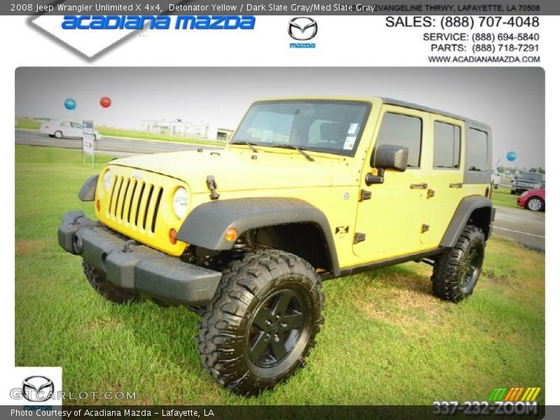 Detonator Yellow / Dark Slate Gray/Med Slate Gray 2008 Jeep Wrangler Unlimited X 4x4
