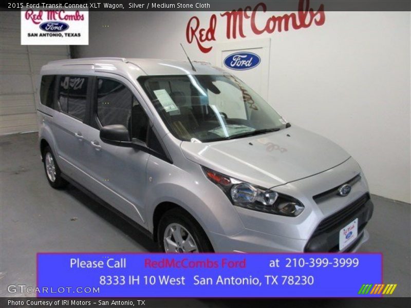 Silver / Medium Stone Cloth 2015 Ford Transit Connect XLT Wagon