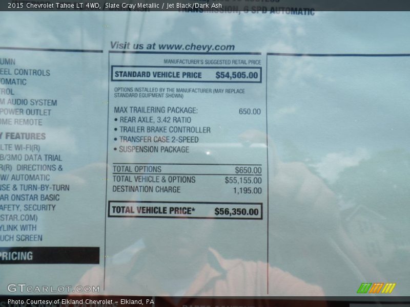 Slate Gray Metallic / Jet Black/Dark Ash 2015 Chevrolet Tahoe LT 4WD
