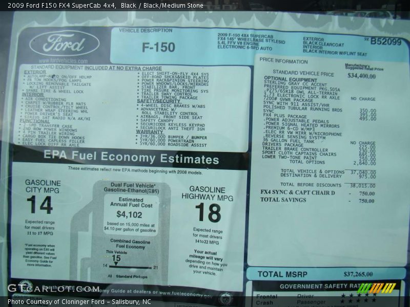 Black / Black/Medium Stone 2009 Ford F150 FX4 SuperCab 4x4