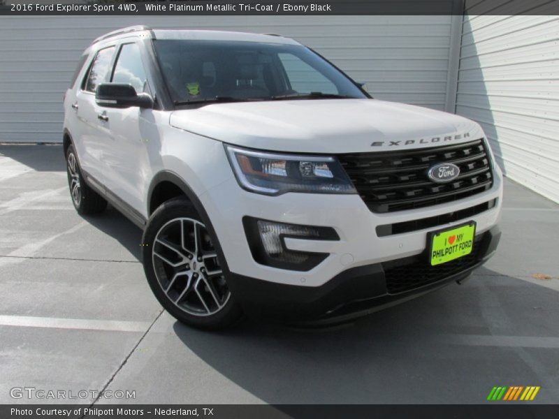 White Platinum Metallic Tri-Coat / Ebony Black 2016 Ford Explorer Sport 4WD