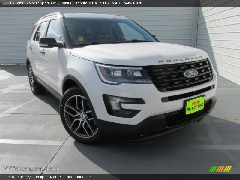 White Platinum Metallic Tri-Coat / Ebony Black 2016 Ford Explorer Sport 4WD