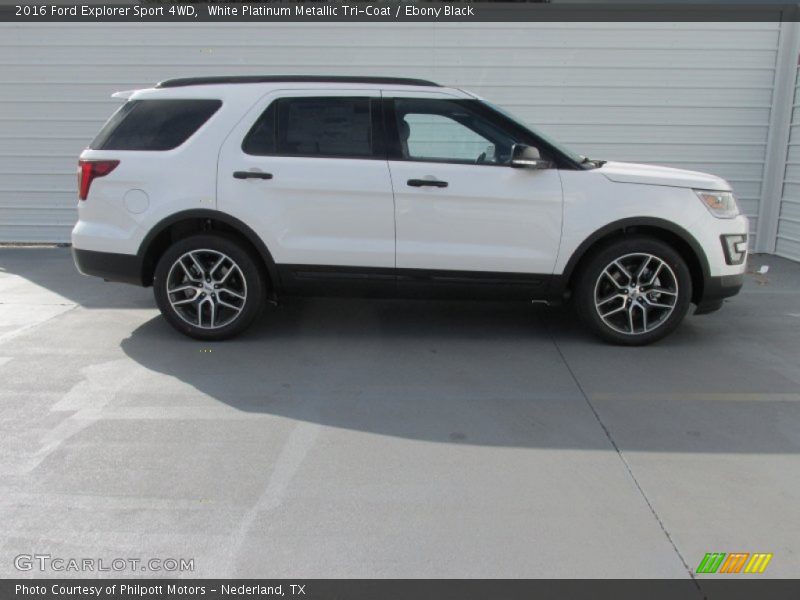 White Platinum Metallic Tri-Coat / Ebony Black 2016 Ford Explorer Sport 4WD