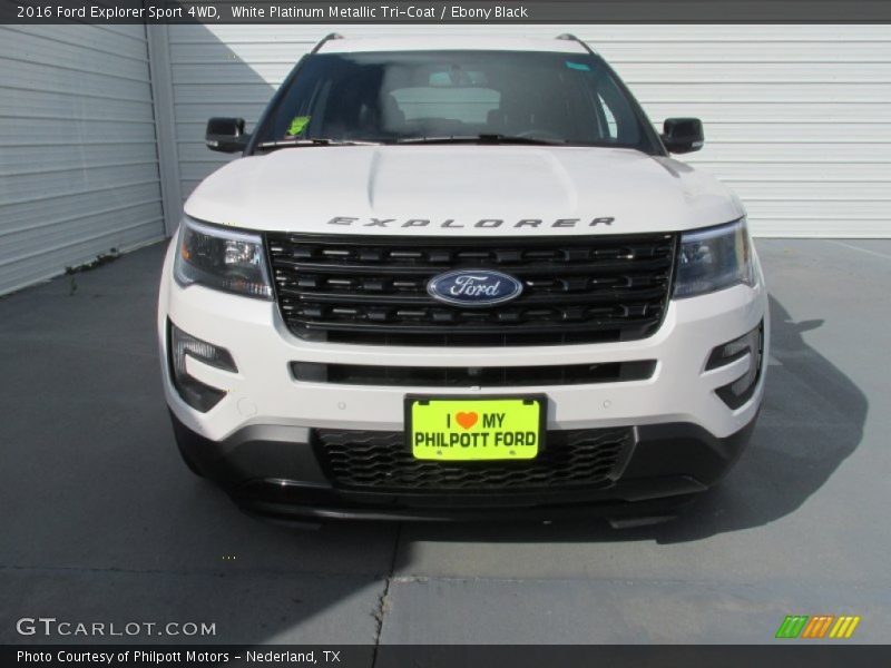 White Platinum Metallic Tri-Coat / Ebony Black 2016 Ford Explorer Sport 4WD