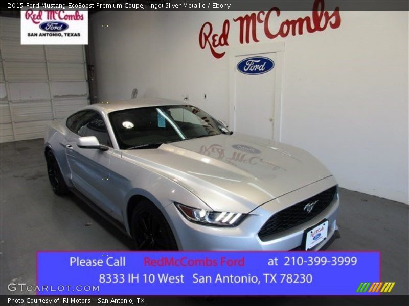 Ingot Silver Metallic / Ebony 2015 Ford Mustang EcoBoost Premium Coupe