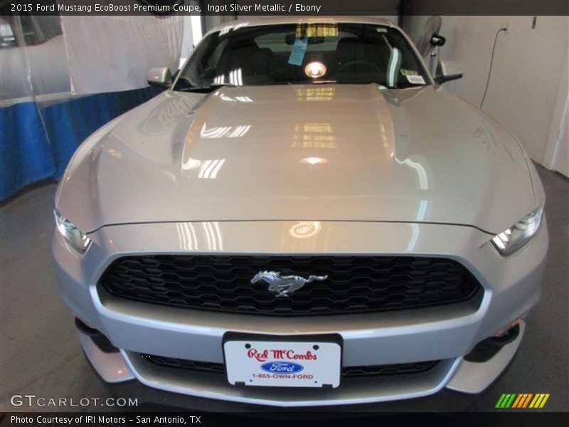 Ingot Silver Metallic / Ebony 2015 Ford Mustang EcoBoost Premium Coupe