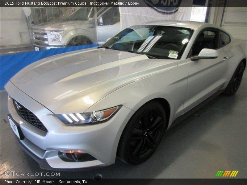 Ingot Silver Metallic / Ebony 2015 Ford Mustang EcoBoost Premium Coupe