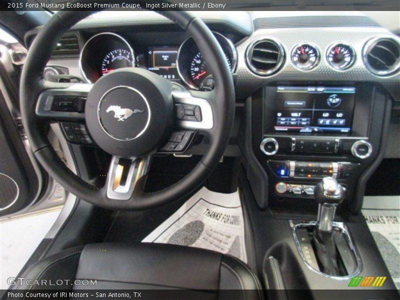 Ingot Silver Metallic / Ebony 2015 Ford Mustang EcoBoost Premium Coupe