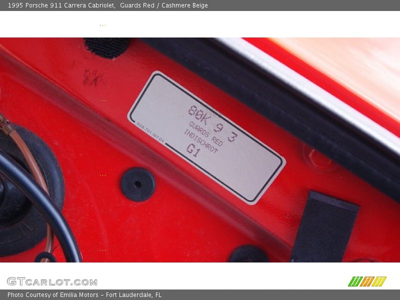 1995 911 Carrera Cabriolet Guards Red Color Code G1