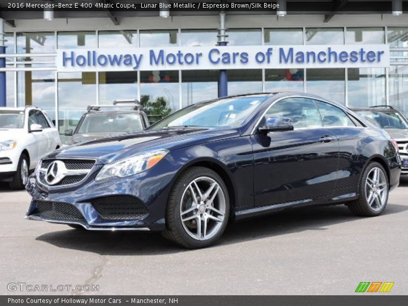 Lunar Blue Metallic / Espresso Brown/Silk Beige 2016 Mercedes-Benz E 400 4Matic Coupe