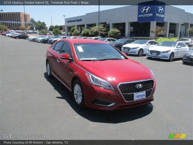 Venetian Red Pearl / Beige 2016 Hyundai Sonata Hybrid SE