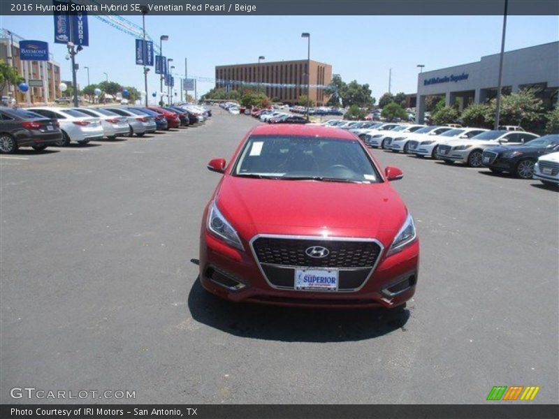 Venetian Red Pearl / Beige 2016 Hyundai Sonata Hybrid SE