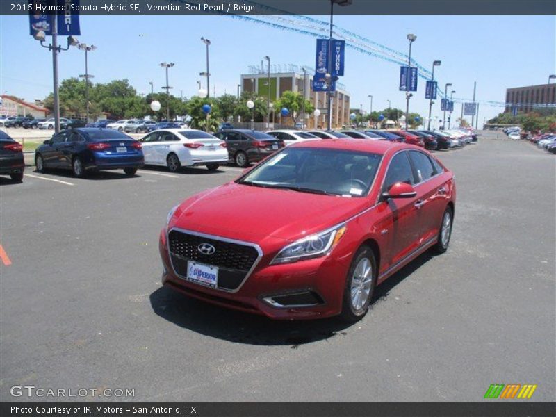 Venetian Red Pearl / Beige 2016 Hyundai Sonata Hybrid SE