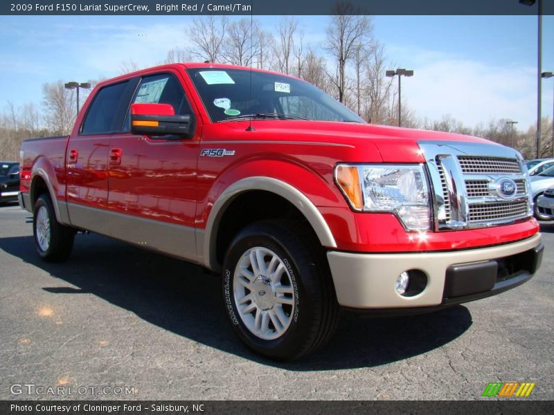 Bright Red / Camel/Tan 2009 Ford F150 Lariat SuperCrew