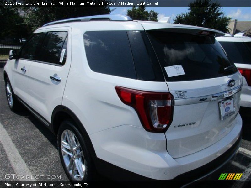 White Platinum Metallic Tri-Coat / Medium Light Camel 2016 Ford Explorer Limited