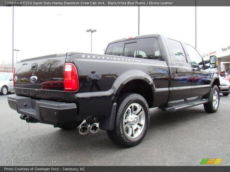 Black/Vista Blue Flame / Ebony Leather 2009 Ford F250 Super Duty Harley Davidson Crew Cab 4x4