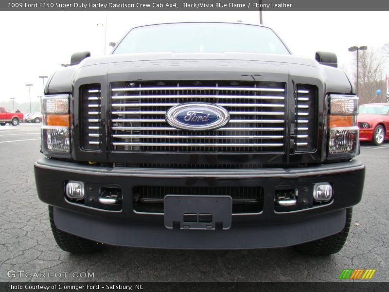 Black/Vista Blue Flame / Ebony Leather 2009 Ford F250 Super Duty Harley Davidson Crew Cab 4x4